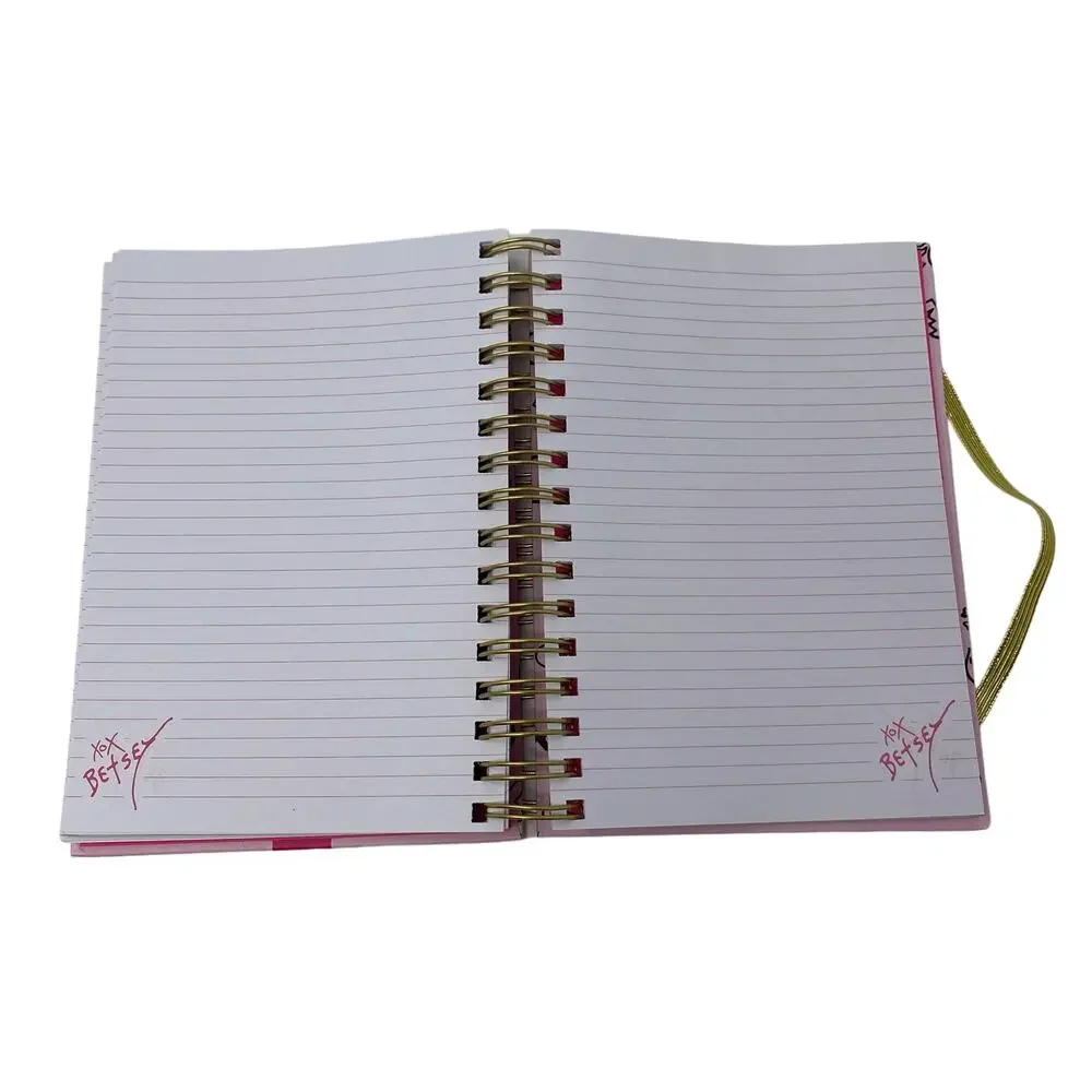 BETSEY JOHNSON XOXO Love Kiss Hearts Pink Spiral Notebook Journal 8 X 6 New